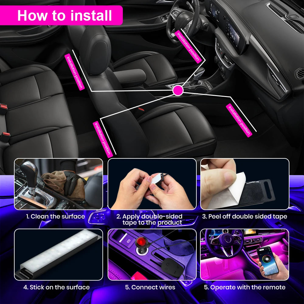 Car Interior Light Ambient Led Bluetooth (12V)