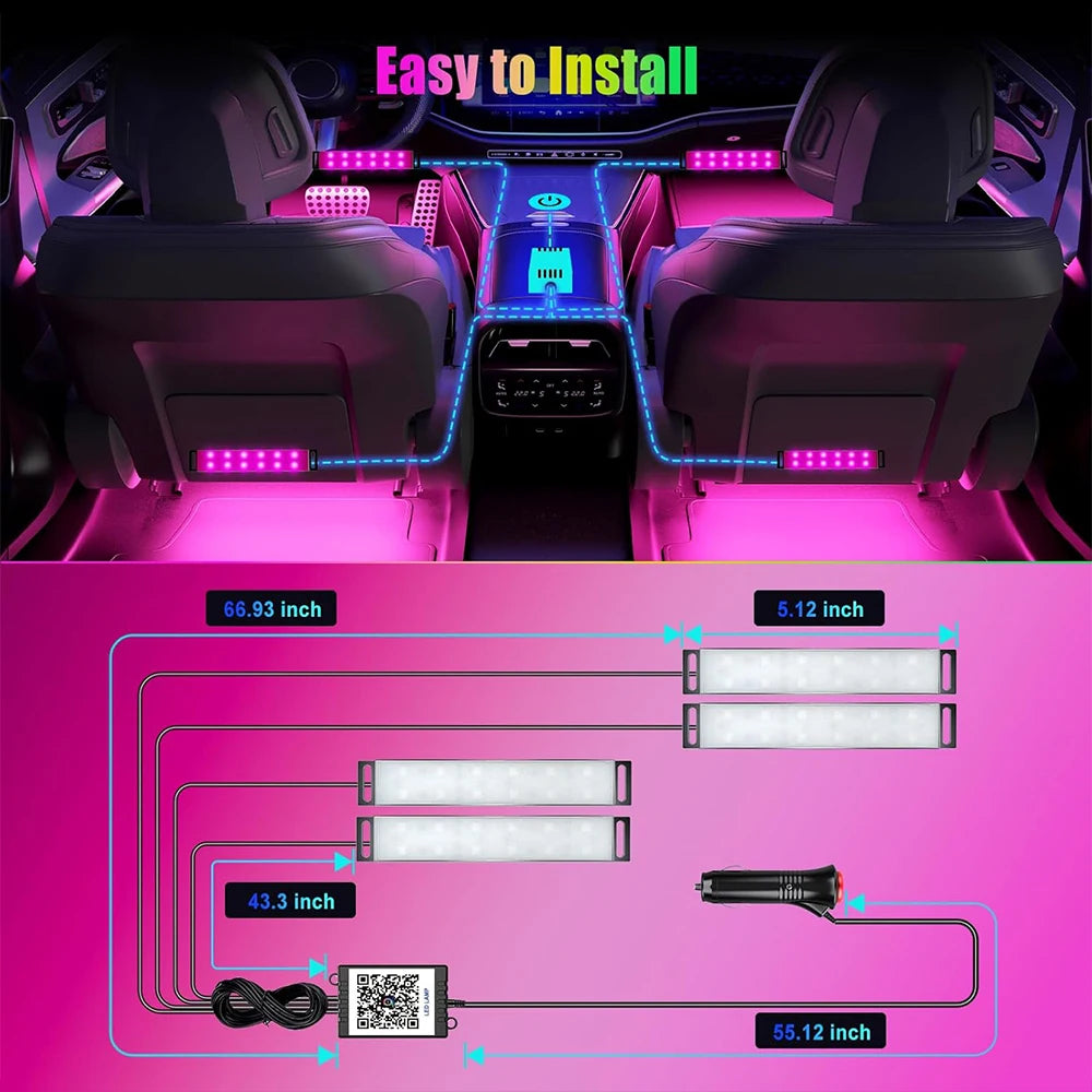 Car Interior Light Ambient Led Bluetooth (12V)